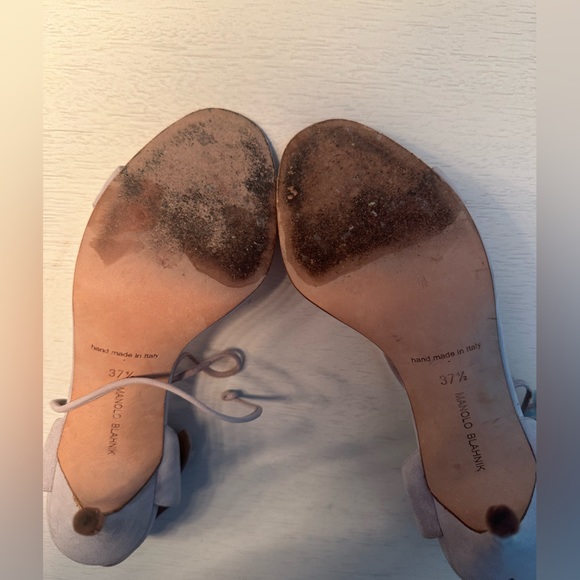 Manolo Blahnik Suede Sandals 37.5 Gray - Picture 4 of 4